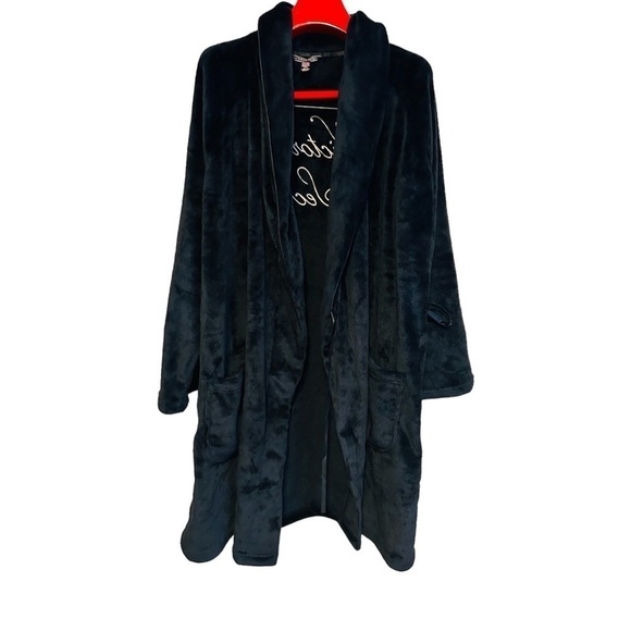 VICTORIA SECRET BLACK FLEECE COZY ROBE SIZE M/L - Picture 1 of 4